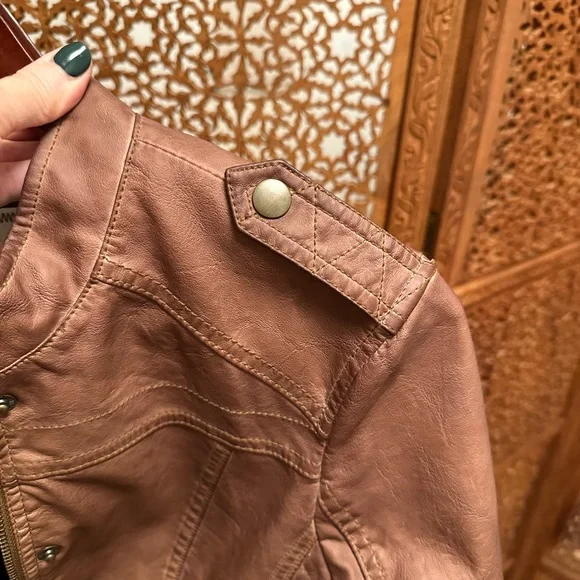🚺 Anthropologie Hei Hei cognac brown vegan leather jacket - Picture 8 of 15
